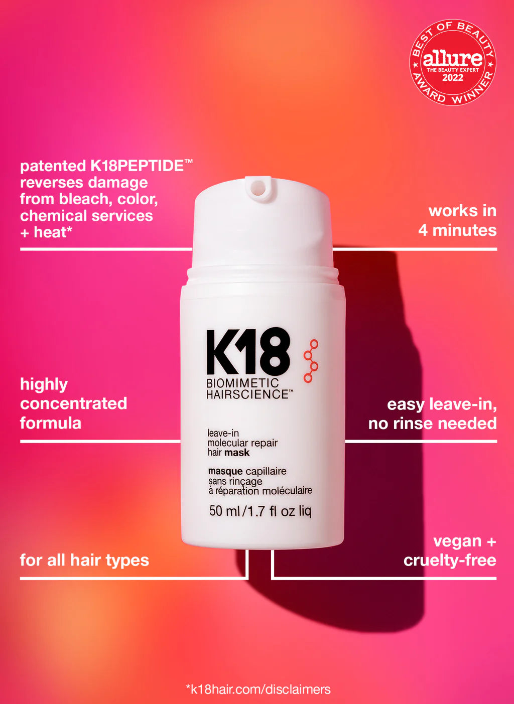 K18 Leave-in molecular repair hair mask